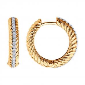 Серьги из золочёного серебра Diamant с фианитом 93-120-02161-1 фото