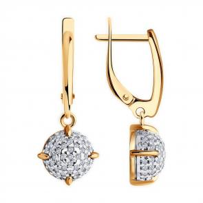 Серьги из золочёного серебра Diamant с фианитом 93-121-01987-1 фото