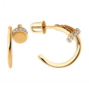 Серьги из золочёного серебра Diamant с фианитом 93-122-02016-1 фото