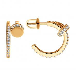Серьги из золочёного серебра Diamant с фианитом 93-122-02048-1 фото