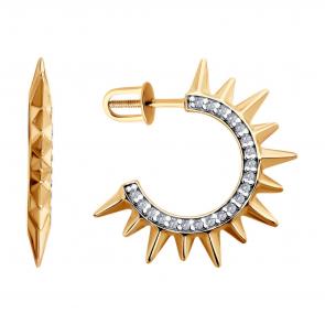 Серьги из золочёного серебра Diamant с фианитом 93-122-02102-1 фото