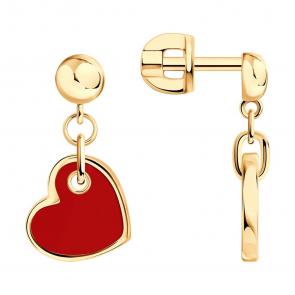 Серьги из золочёного серебра Diamant с эмалью 93-122-02233-1 фото