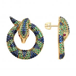 Серьги из золочёного серебра Символ года ЗмеяDiamant с фианитом 93-122-02300-1 фото