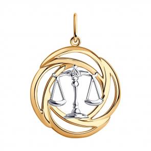 Подвеска из золоченого серебра Знак зодиака Весы Diamant 93-130-01291-1 фото