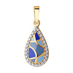 Подвеска из золочёного серебра Diamant с фианитом и эмалью 93-130-01582-1 фото