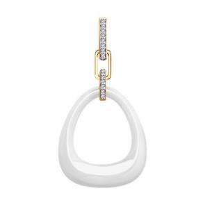 Подвеска из золочёного серебра Diamant с фианитом и керамикой 93-130-01902-2 фото