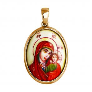 Подвеска-иконка Божией Матери Казанская из золоченого серебра  Diamant с финифтью 93-130-02079-1 фото
