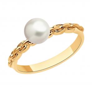 Кольцо из золочёного серебра Diamant с жемчугом 93-310-01495-1 фото