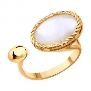 Кольцо из золочёного серебра Diamant с перламутром 93-310-01561-1 фото