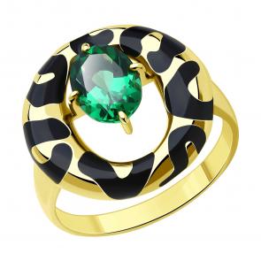 Кольцо из лимонного серебра Diamant с ситаллом цвета Изумруд и эмалью 93-310-01668-1 фото