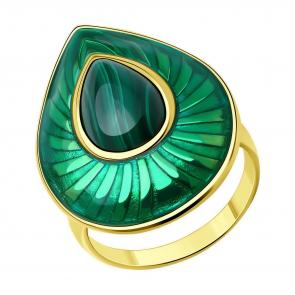 Кольцо из лимонного серебра Diamant с малахитом и эмалью 93-310-01688-1 фото