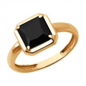 Кольцо из золочёного серебра Diamant с ониксом 93-310-01915-1 фото