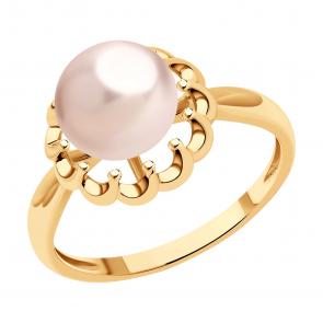 Кольцо из золочёного серебра Diamant с жемчугом 93-310-01929-1 фото