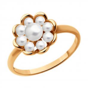 Кольцо из золочёного серебра Diamant с жемчугом 93-310-02620-1 фото