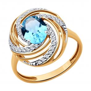 Кольцо из золочёного серебра Diamant с топазом и фианитом 93-310-02648-1 фото