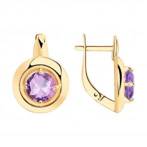 Серьги из золочёного серебра Diamant с аметистом 93-320-00782-2 фото