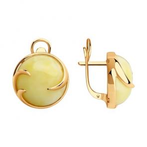 Серьги из золочёного серебра Diamant с янтарём 93-320-00840-1 фото