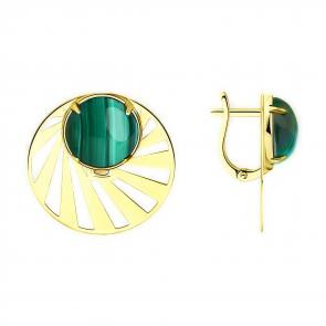 Серьги из лимонного серебра Diamant с малахитом 93-320-01536-1 фото