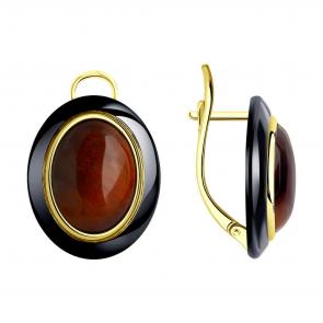 Серьги из лимонного серебра Diamant с тигровым глазом 93-320-01694-1 фото