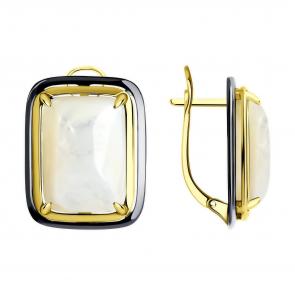 Серьги из лимонного серебра Diamant с перламутром 93-320-01704-2 фото