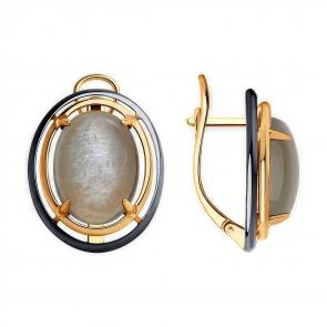 Серьги из золочёного серебра Diamant с лунным камнем 93-320-01750-1 фото