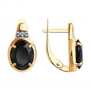 Серьги из золочёного серебра Diamant с фианитом и шпинелью 93-320-01954-1 фото