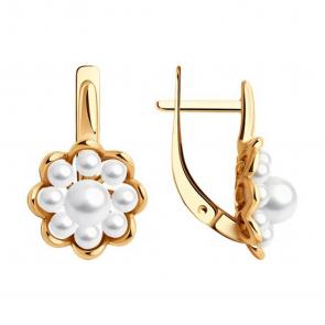 Серьги из золочёного серебра Diamant с жемчугом 93-320-02620-1 фото