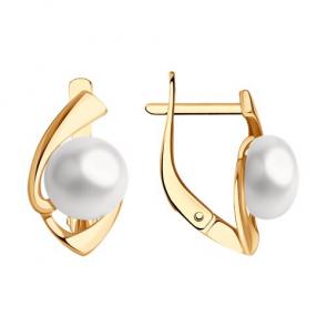 Серьги из золочёного серебра Diamant с жемчугом 93-320-02627-1 фото