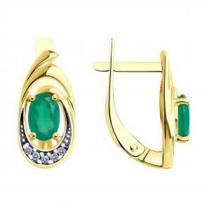 Серьги из лимонного серебра Diamant с фианитом и агатом 93-320-02686-1 фото