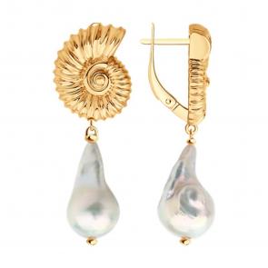 Серьги из золочёного серебра Diamant с жемчугом 93-321-00018-1 фото