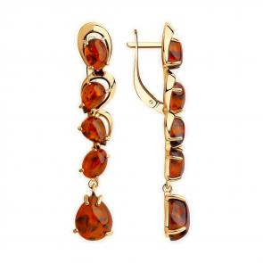 Серьги из золочёного серебра Diamant с янтарём 93-321-00447-1 фото