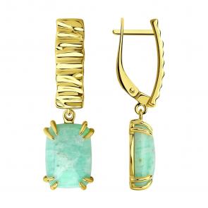 Серьги из лимонного серебра Diamant с амазонитом 93-321-00961-1 фото