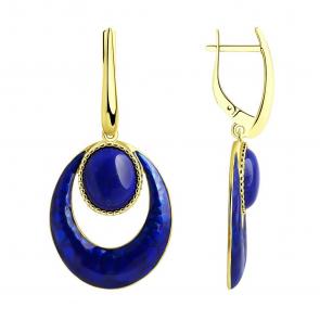 Серьги из лимонного серебра Diamant с эмалью и ляписом 93-321-01863-1 фото