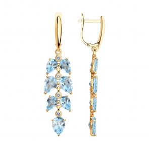Серьги из золочёного серебра Diamant с топазом и фианитом 93-321-02622-2 фото