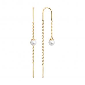 Серьги из золочёного серебра Diamant с жемчугом 93-323-01495-2 фото