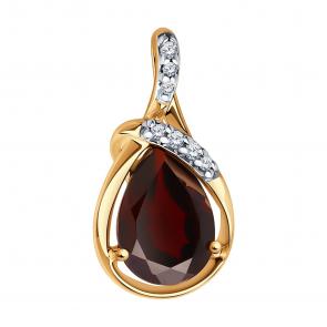 Подвеска из золочёного серебра Diamant с фианитом и гранатом 93-330-01919-1 фото