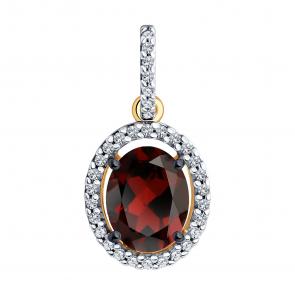 Подвеска из золочёного серебра Diamant с фианитом и гранатом 93-330-01999-3 фото