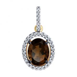 Подвеска из золочёного серебра Diamant с фианитом и раухтопазом 93-330-01999-4 фото