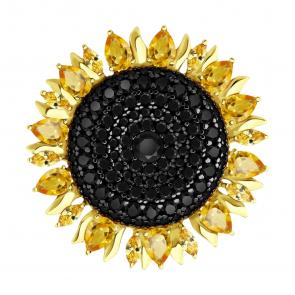 Брошь из лимонного серебра Diamant с фианитом и цитрином 93-340-00213-1 фото