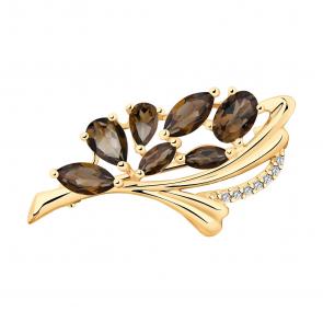 Брошь из золочёного серебра Diamant с раухтопазом 93-340-00528-1 фото