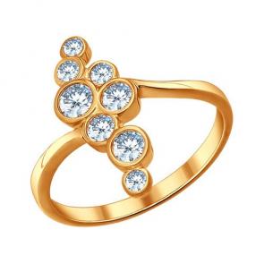 Кольцо из золочёного серебра SOKOLOV с фианитом 93010420 фото