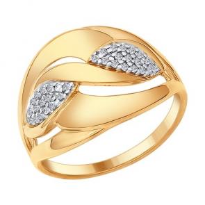 Кольцо из золочёного серебра SOKOLOV с фианитом 93010544 фото