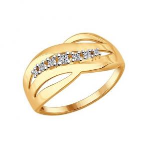 Кольцо из золочёного серебра SOKOLOV с фианитом 93010603 фото