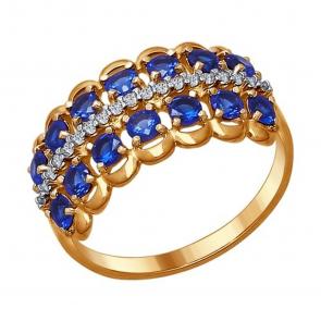 Кольцо из золочёного серебра SOKOLOV с фианитом 93010665 фото