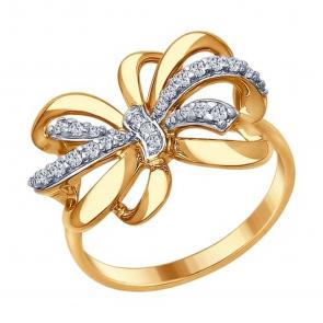 Кольцо из золочёного серебра SOKOLOV с фианитом 93010675 фото