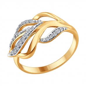 Кольцо из золочёного серебра SOKOLOV с фианитом 93010680 фото