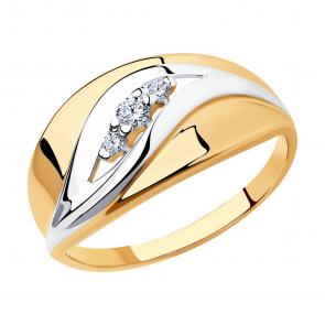 Кольцо из золочёного серебра SOKOLOV с фианитом 93010681 фото