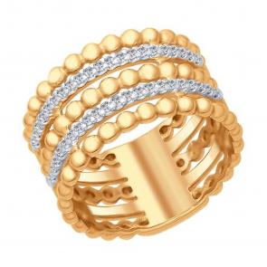 Кольцо из золочёного серебра SOKOLOV с фианитом 93010689 фото