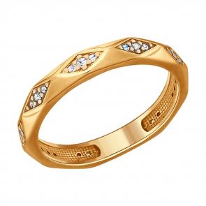 Кольцо из золочёного серебра SOKOLOV с фианитом 93010692 фото