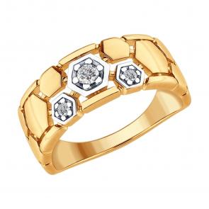 Кольцо из золочёного серебра SOKOLOV с фианитом 93010700 фото